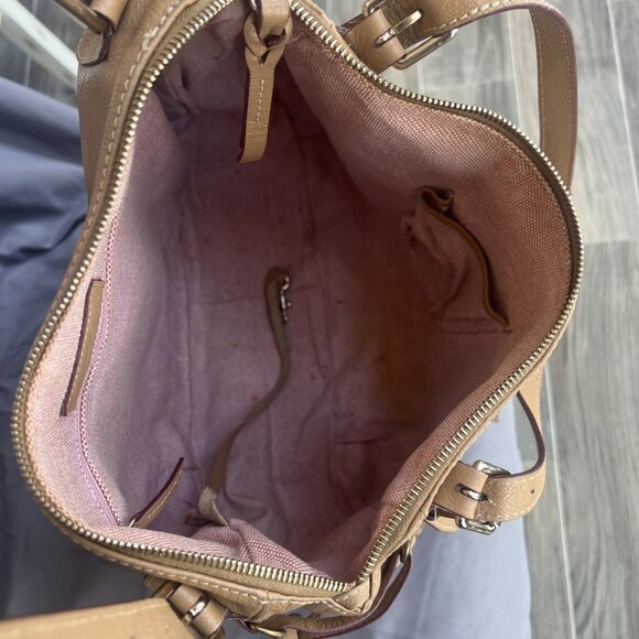 Dooney & Bourke Tan Beige Pebbled Grain Leather Satchel Shoulder Handbag Purse - Picture 3 of 11